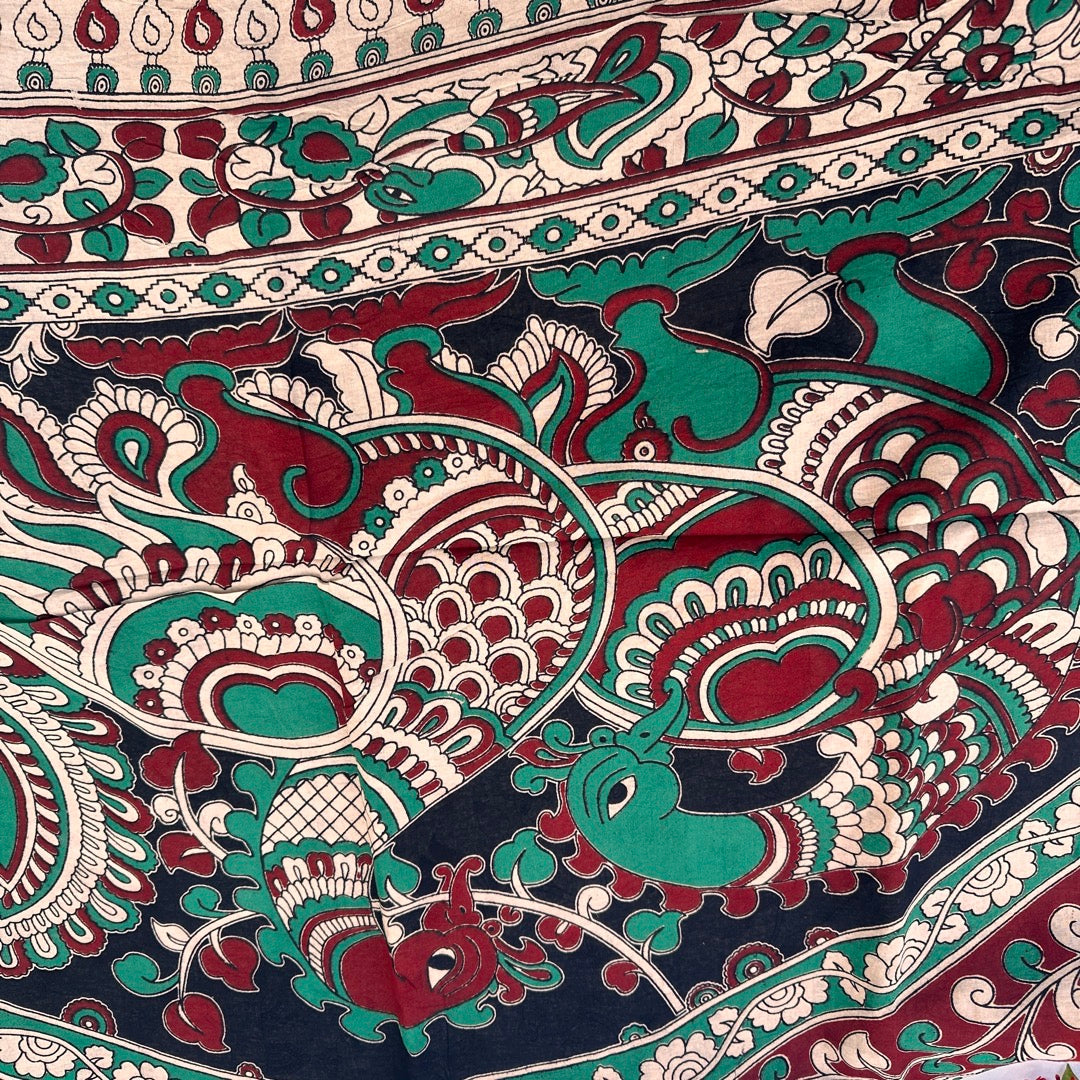 Cotton Yellow Kalamkari Saree - KCSKH10