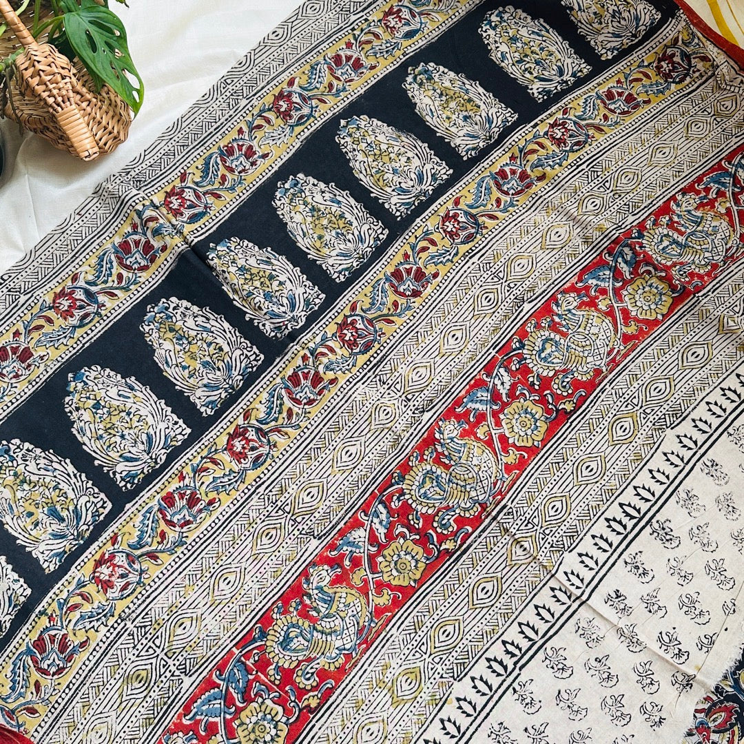 Cotton Black Kalamkari Saree - KCJKP01