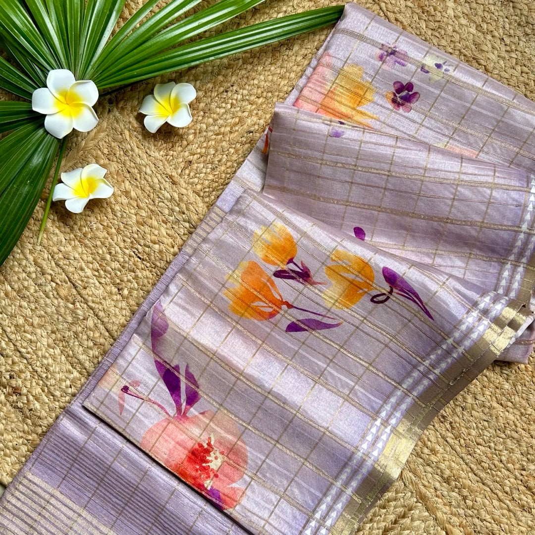 SemiTussar Lilac Saree