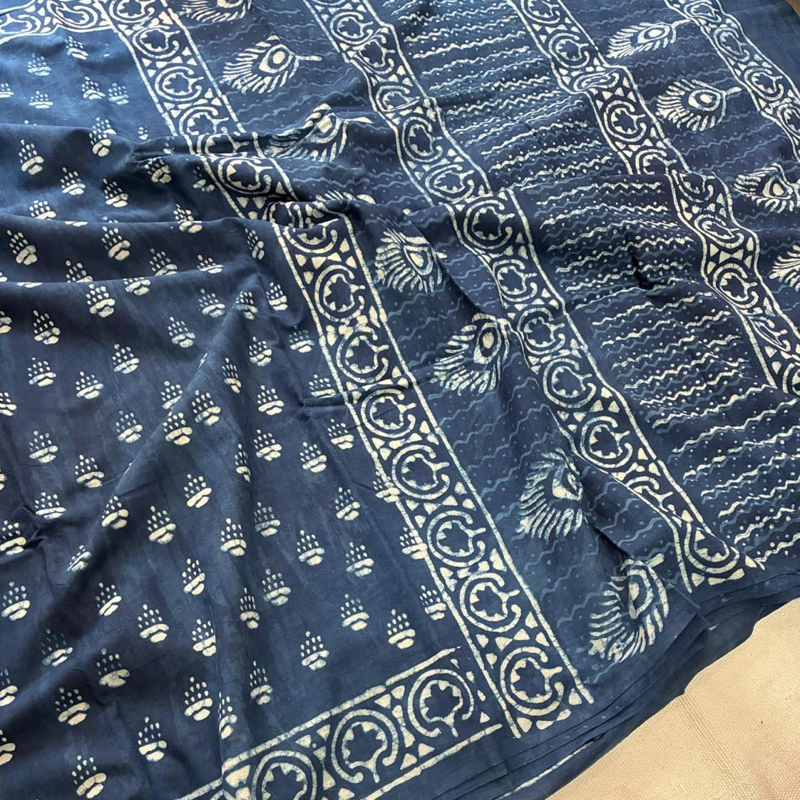 Mul cotton indigo saree