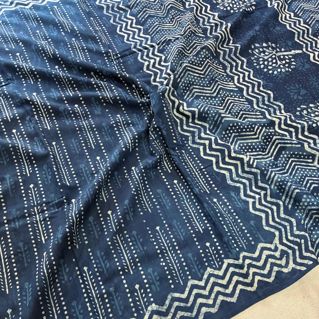 Mul cotton indigo saree