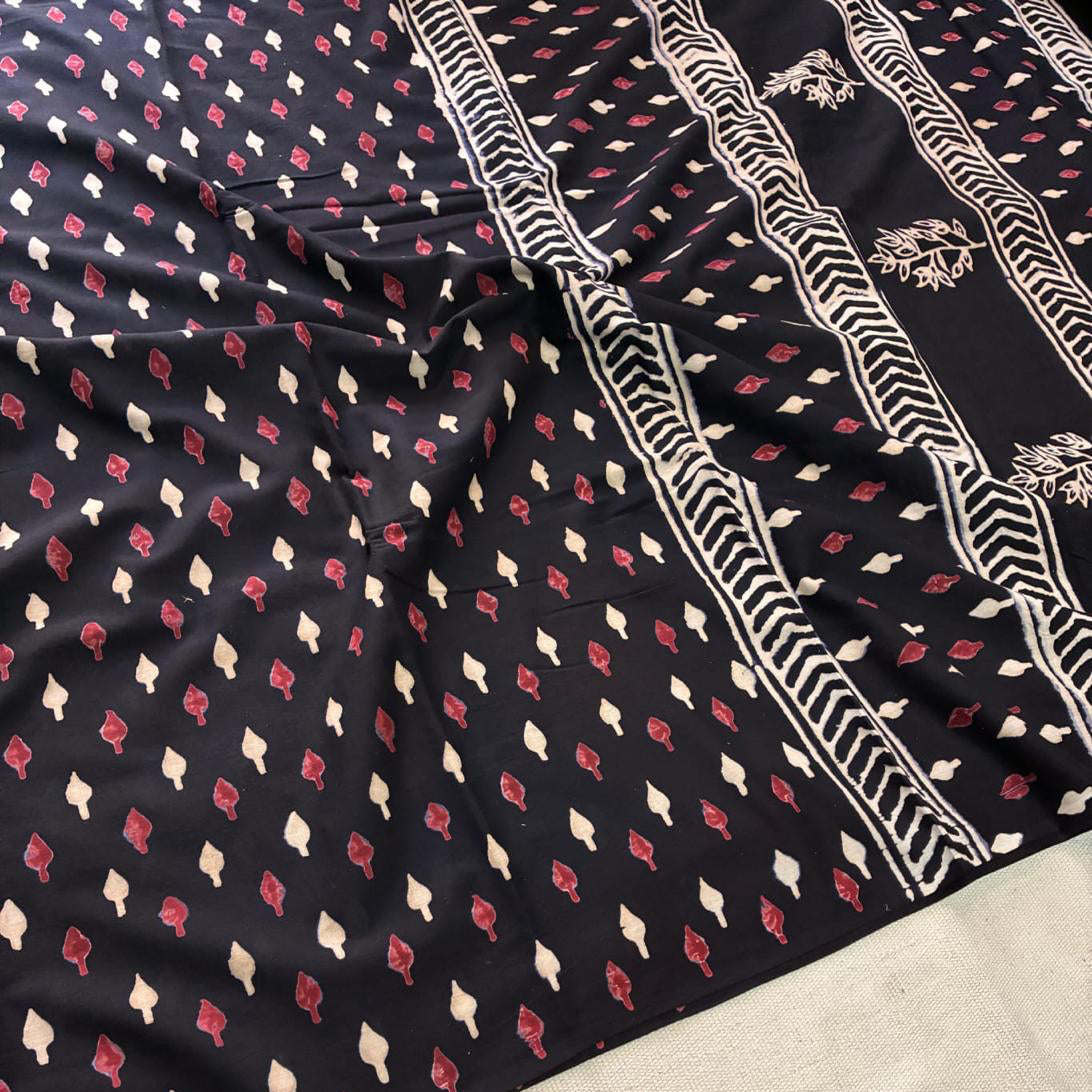 Mul cotton Black Saree