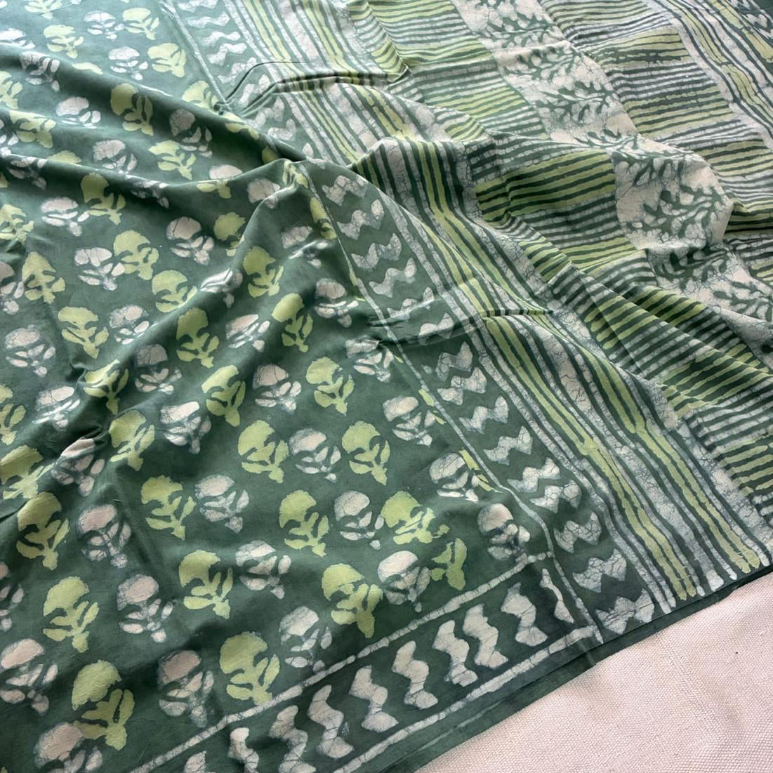Mul Cotton Green Saree