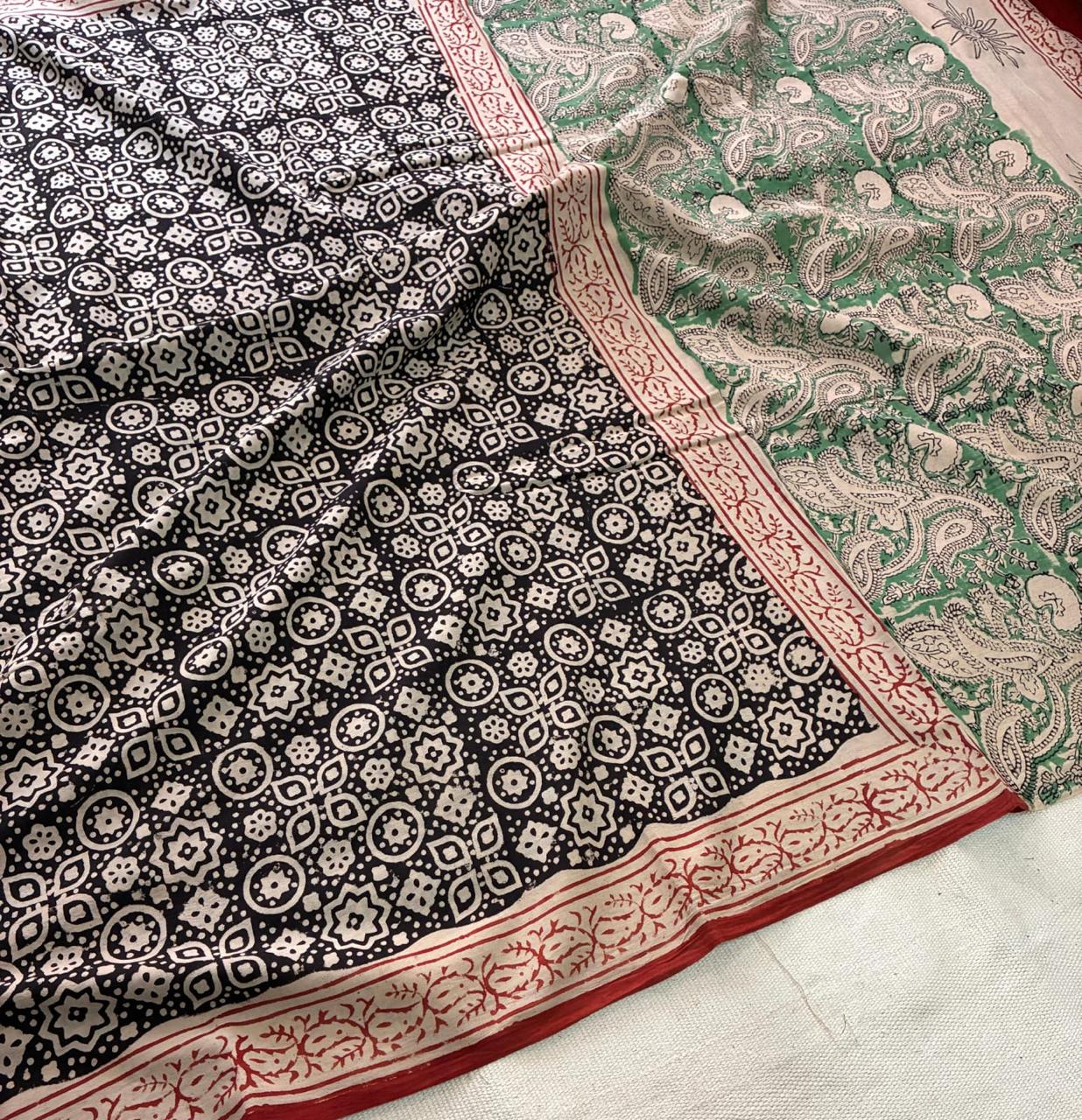 Mul Cotton Black Saree