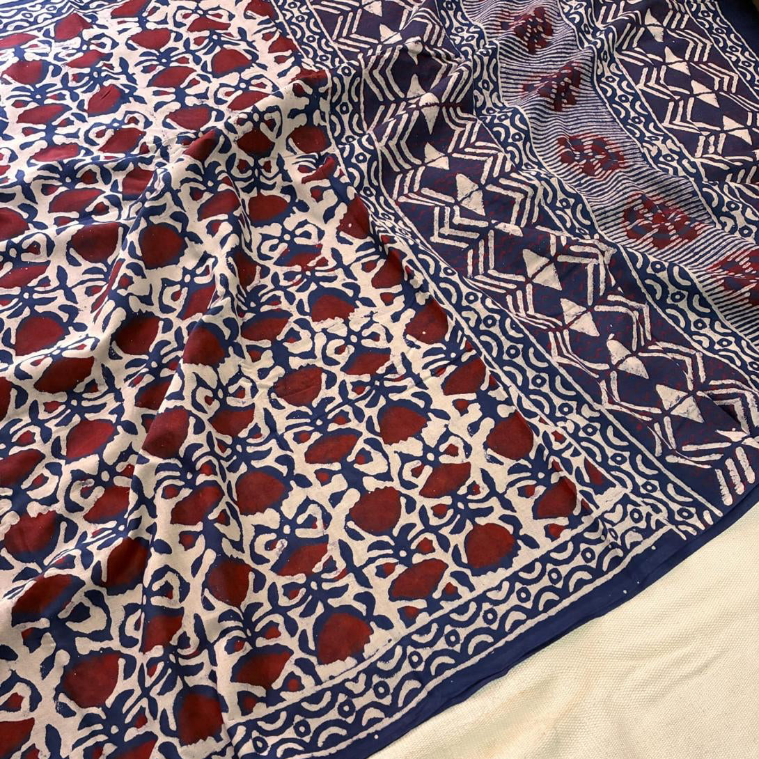 Half white Mul cotton saree