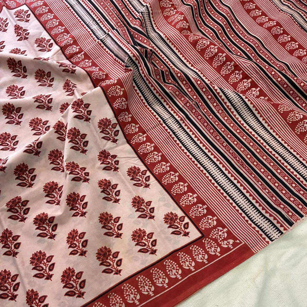 Mul cotton pink saree
