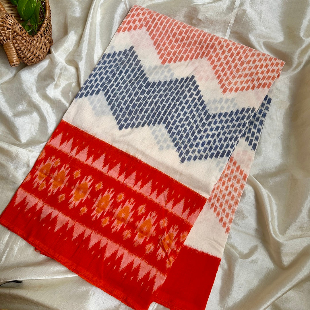 Ikkat WOrange Handloom Saree