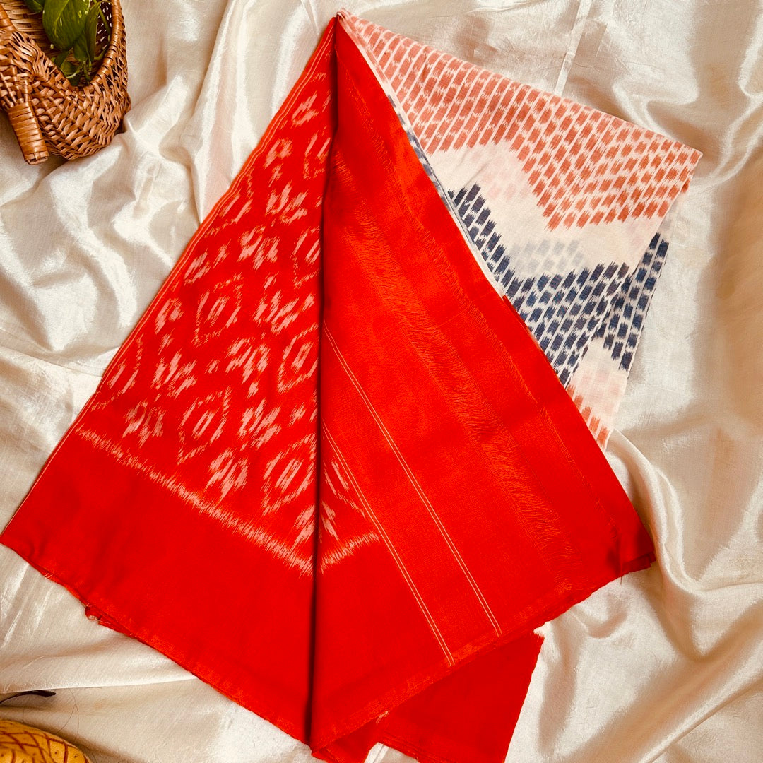 Ikkat WOrange Handloom Saree