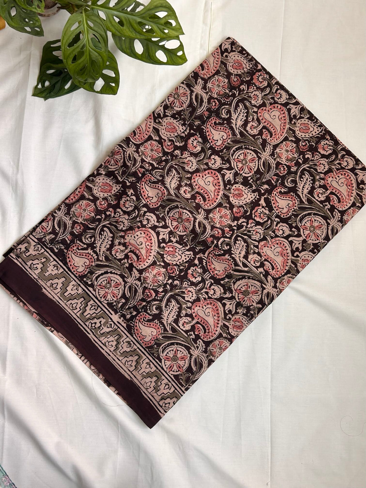 Cotton Maroon Kalamkari Saree KA05