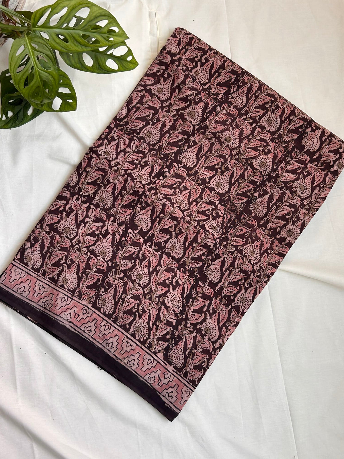 Cotton Maroon Kalamkari Saree KA02