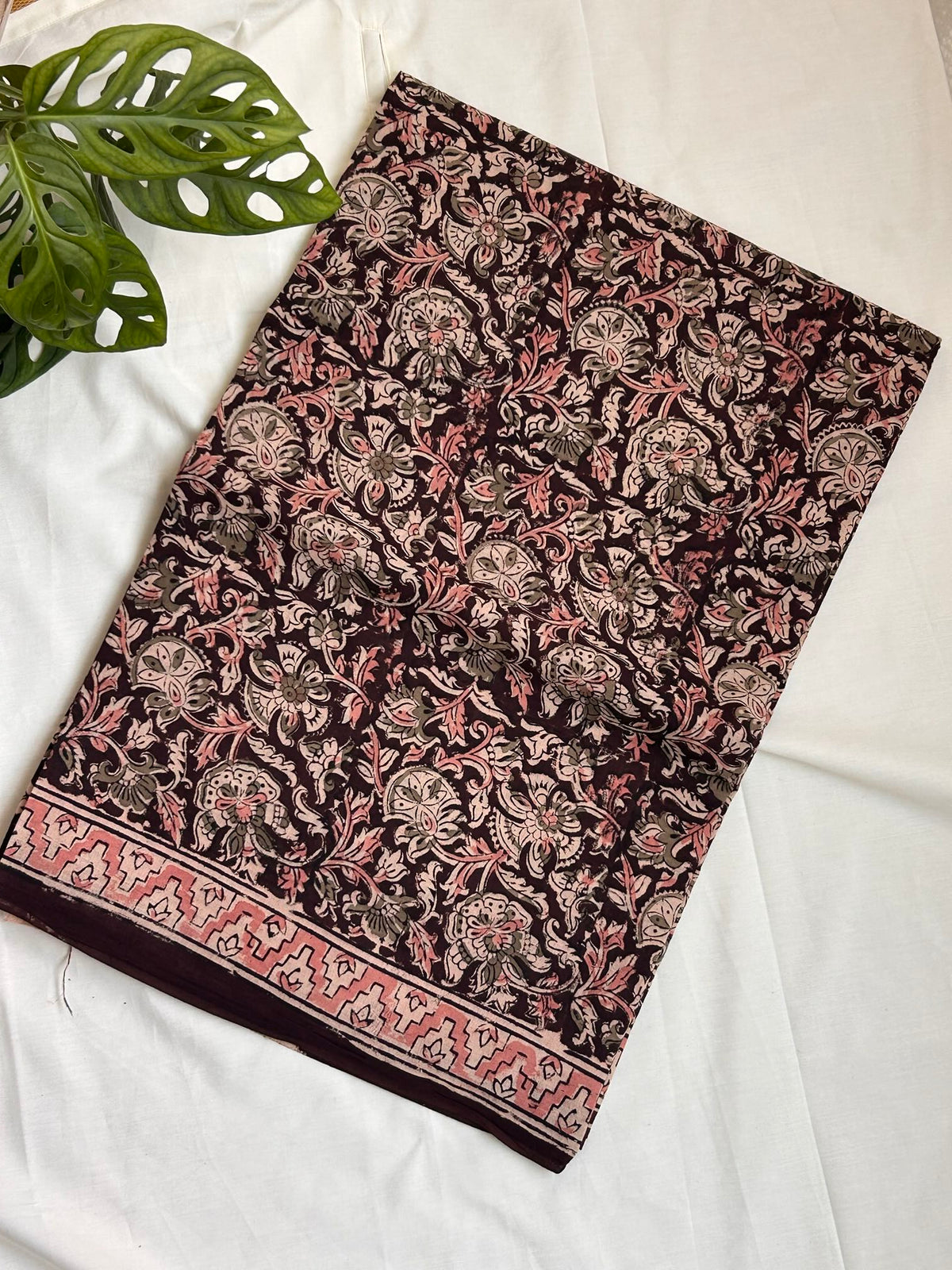 Cotton Maroon Kalamkari Saree KA01