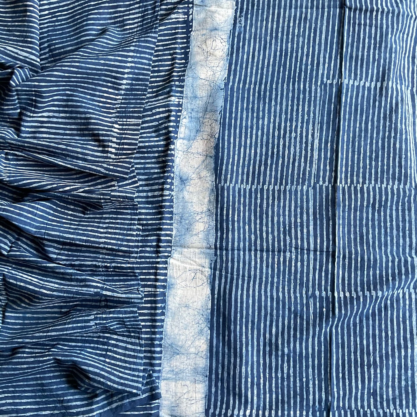 Mulmul Handprinted striped Saree
