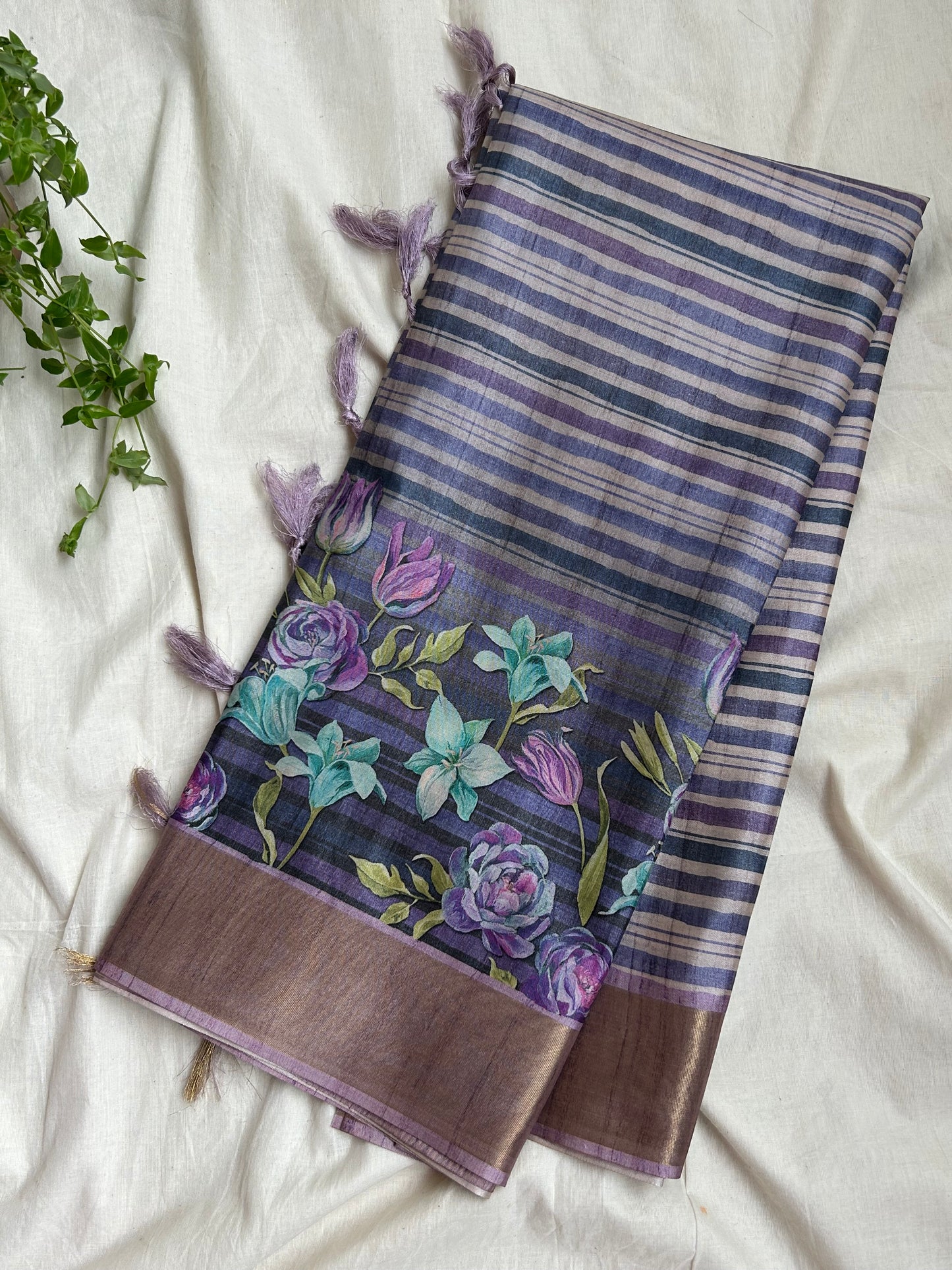 Semi Koreasilk Violet Saree