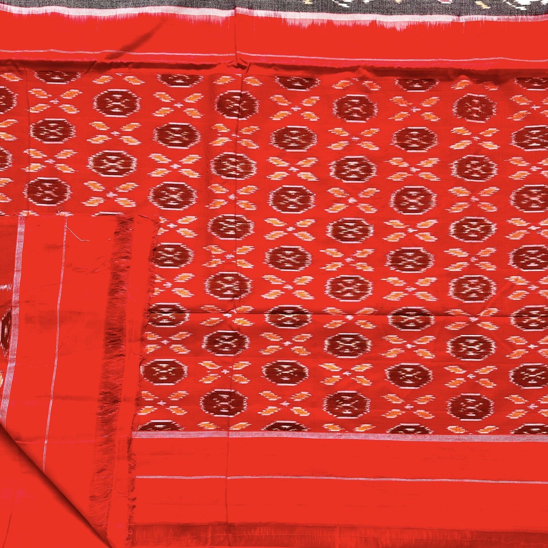 Ikkat Red Handloom Saree