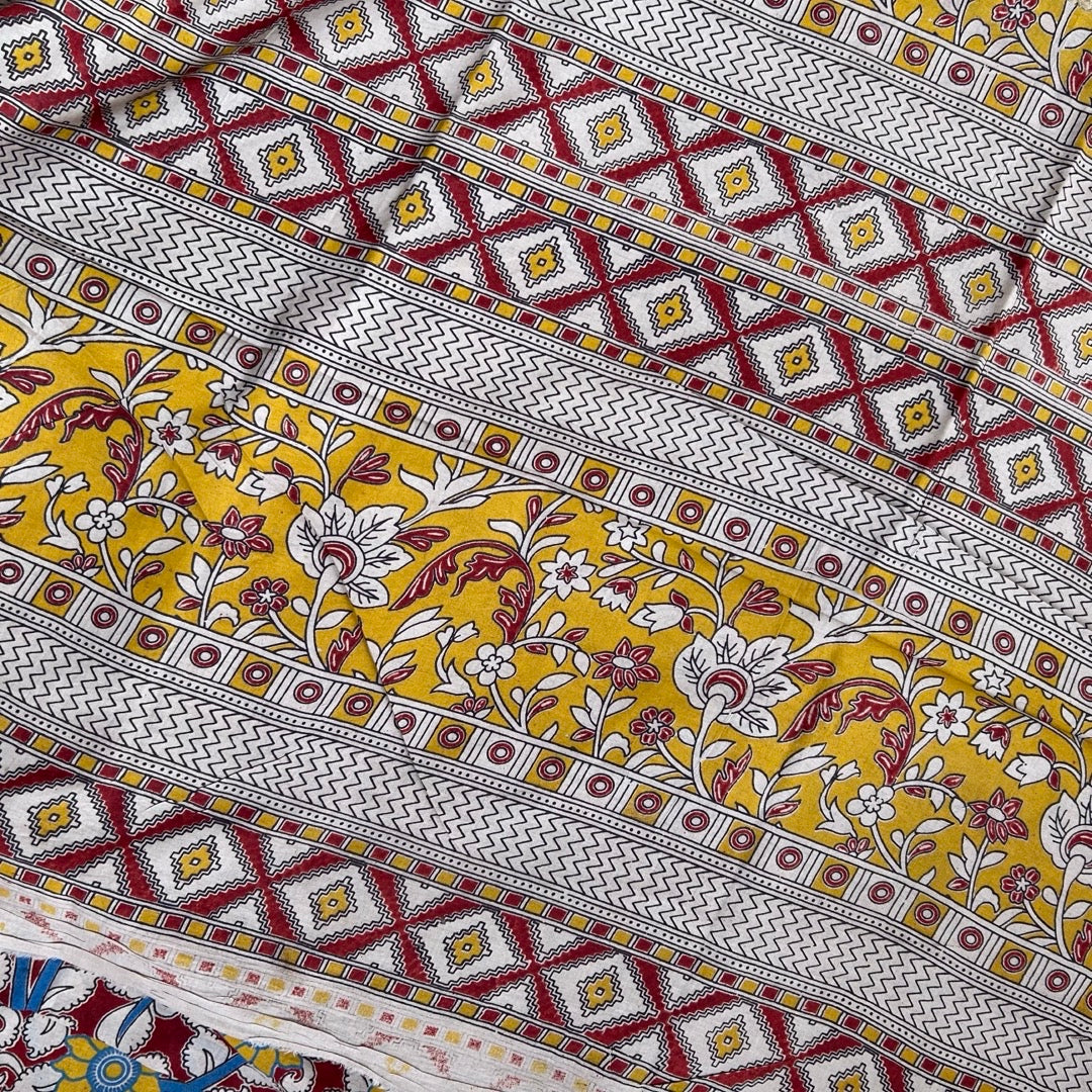 Cotton Red Kalamkari Saree -