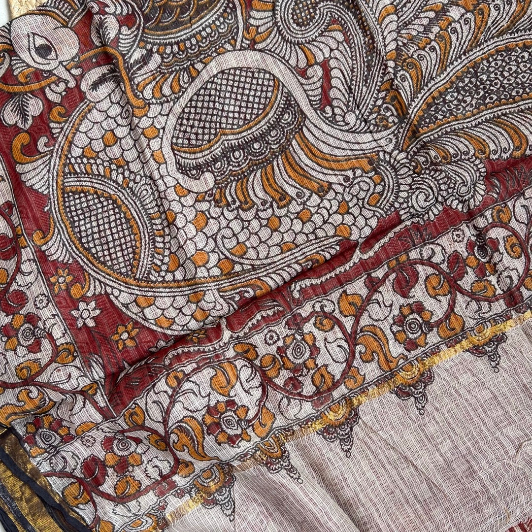 Kota Kalamkari Red Saree