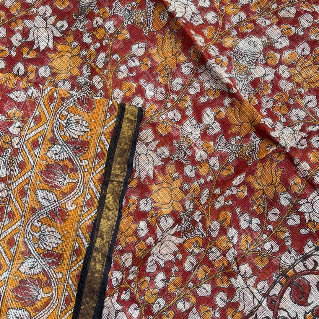 Kota Kalamkari Red Saree