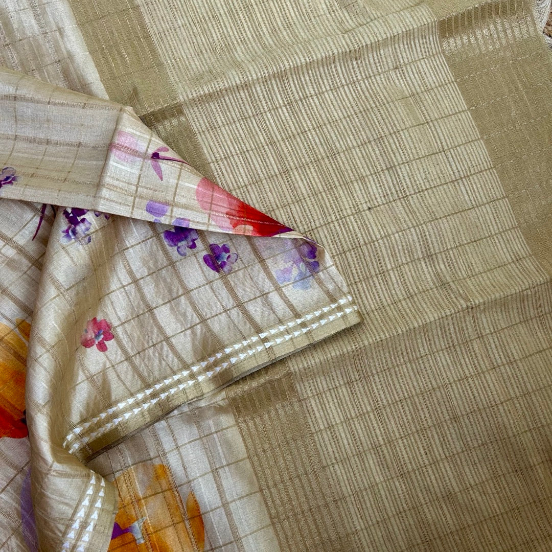 SemiTussar Sandal Saree