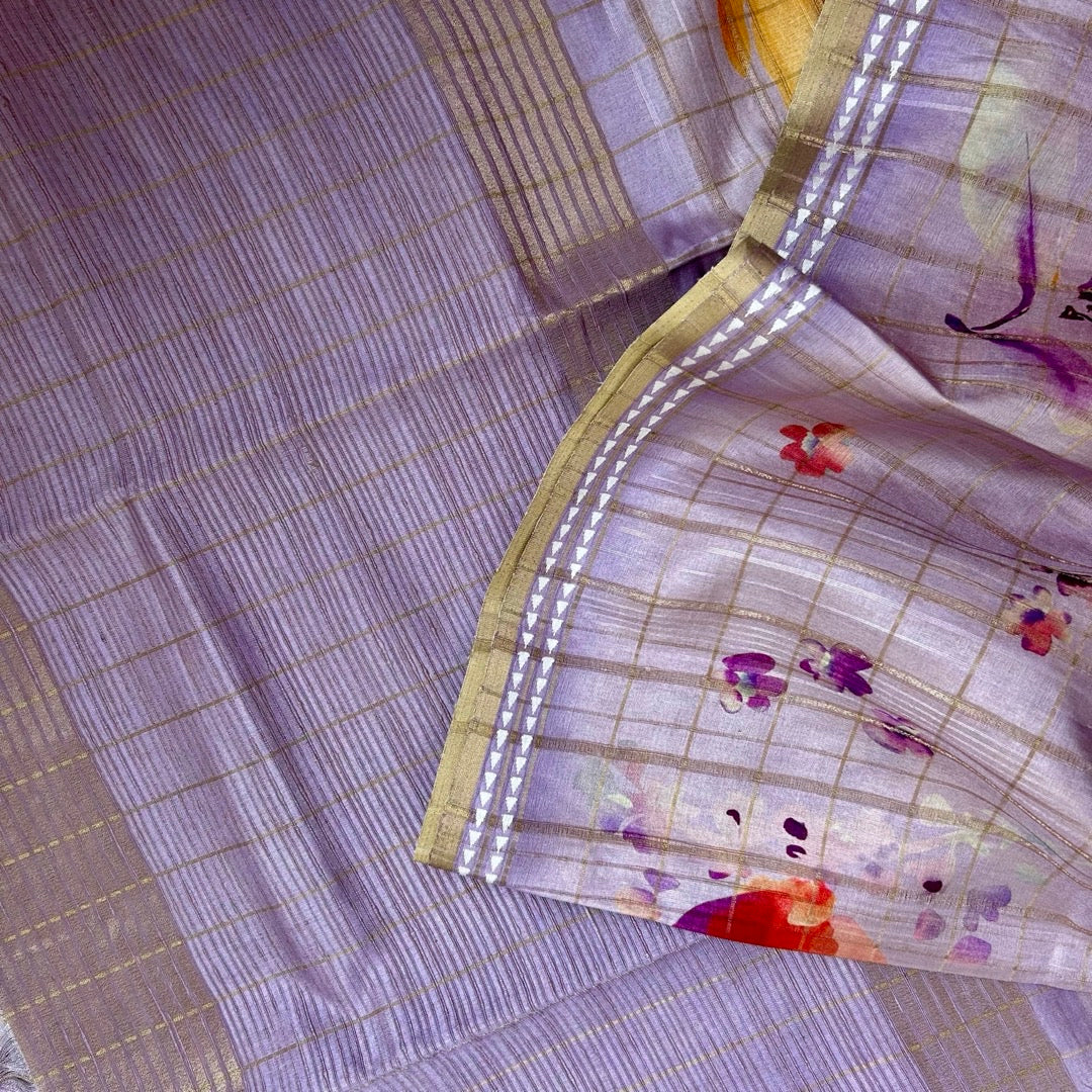 SemiTussar Lilac Saree