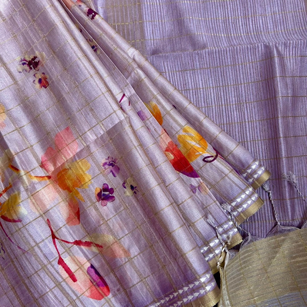 SemiTussar Lilac Saree