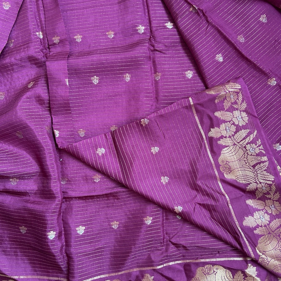 Semi Mushru Burgundy Saree