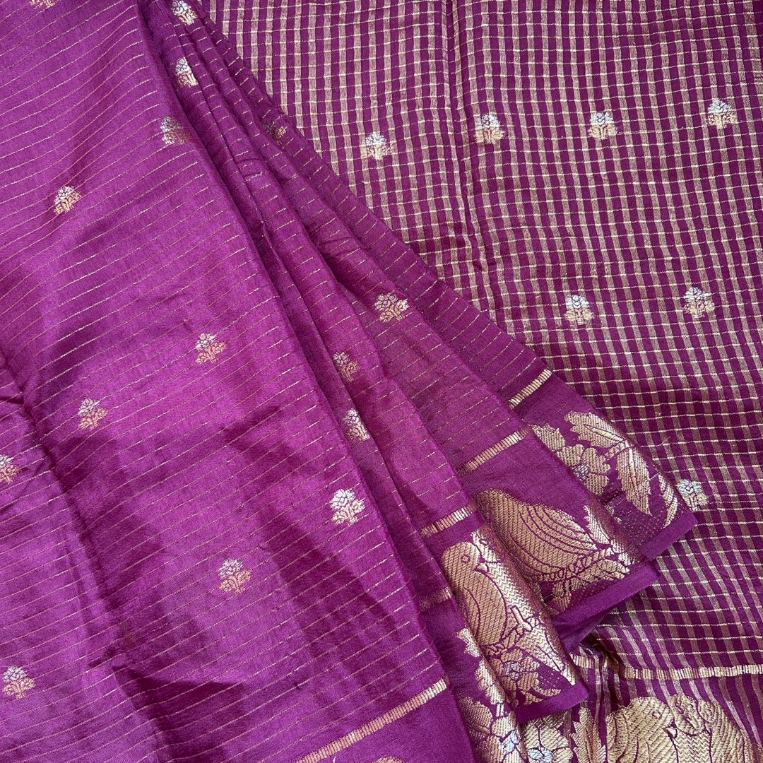 Semi Mushru Burgundy Saree