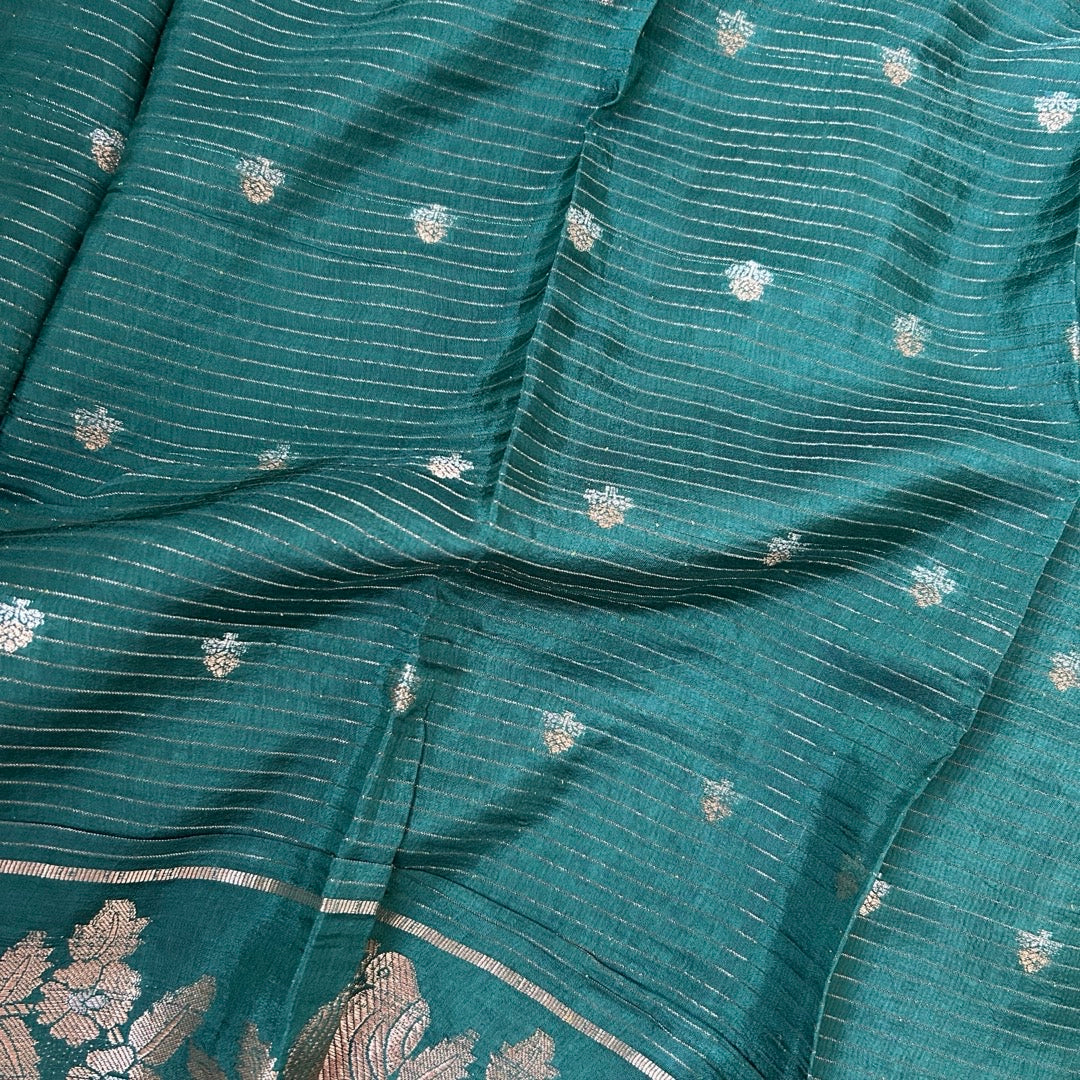 Semi Mushru B.Green Saree