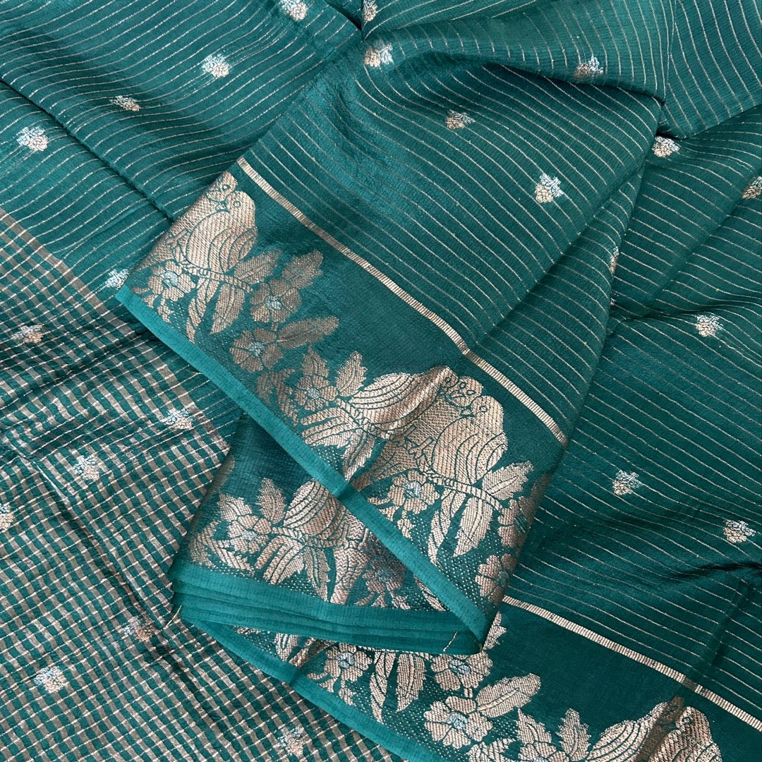 Semi Mushru B.Green Saree