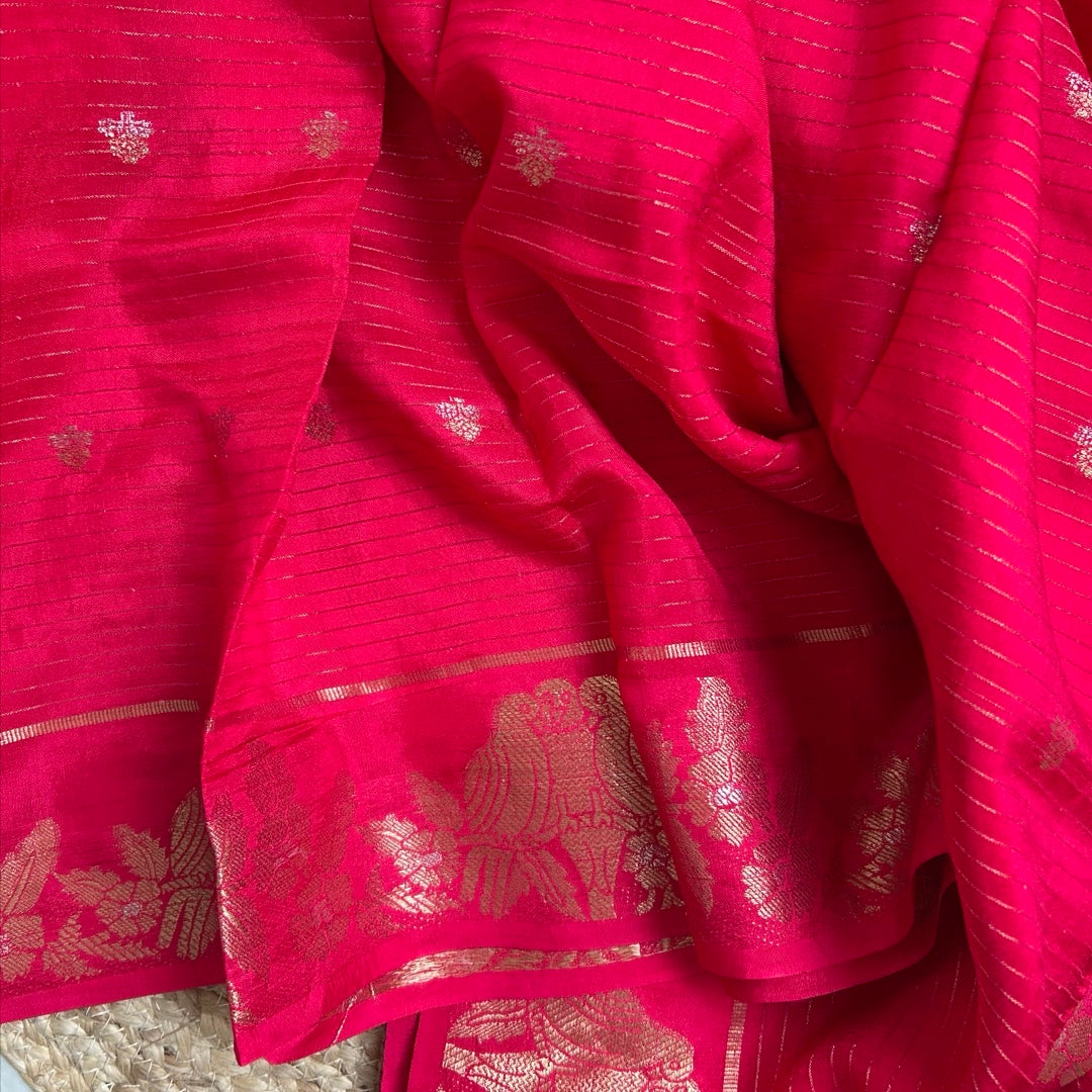 Semi Mushru R.Pink Saree