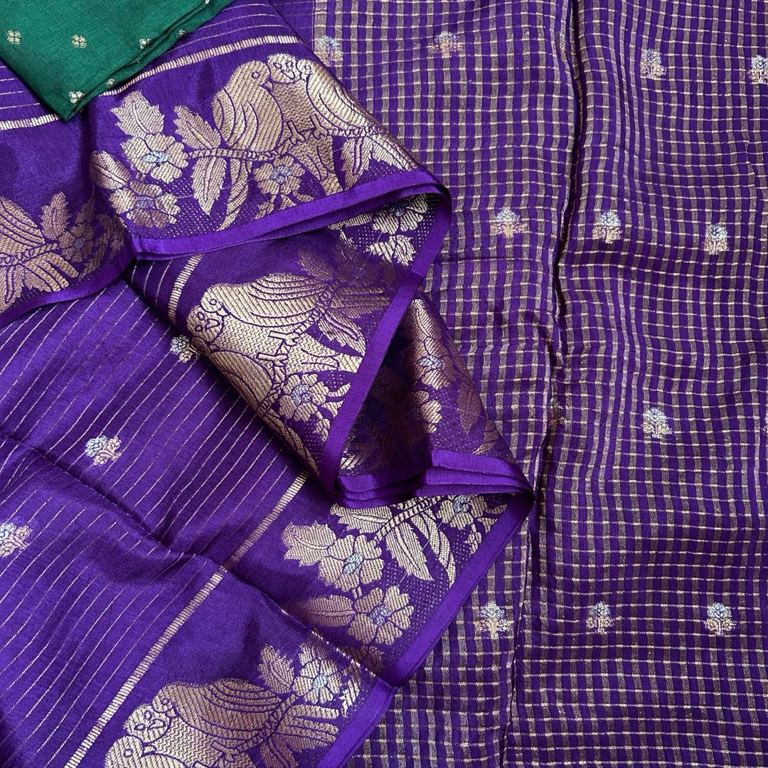 Semi Mushru Violet Saree