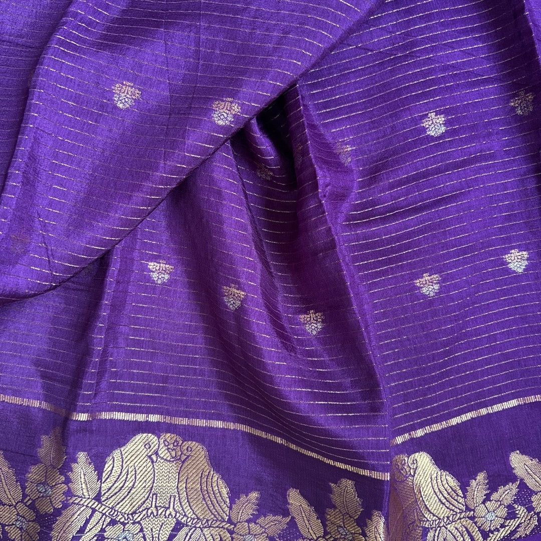 Semi Mushru Violet Saree