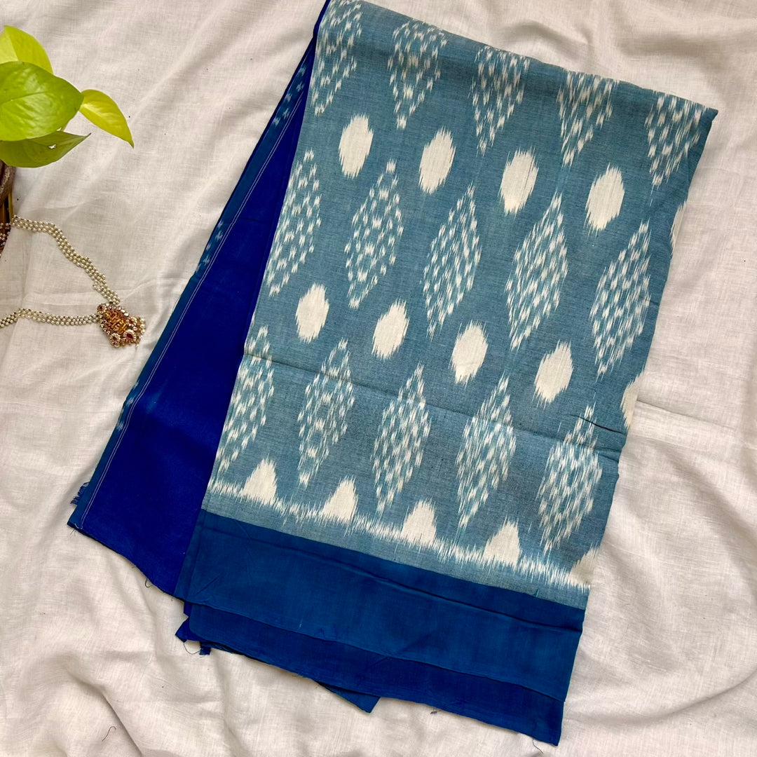 Ikkat Bblue Handloom Saree www.vayatistudio.com.