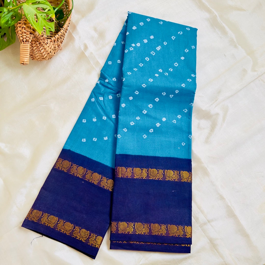 Sungudi Cotton BlueB Saree