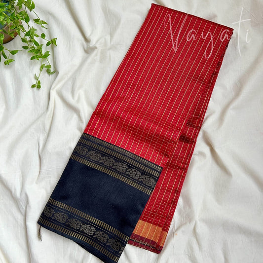 SemiRaw Silk Pink Blue Saree