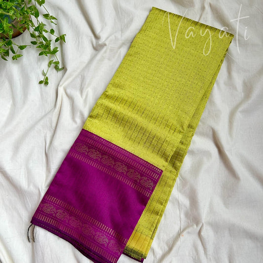 SemiRaw Silk Yellow Pink Saree
