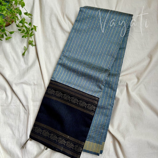 SemiRaw Silk Grey Black Saree