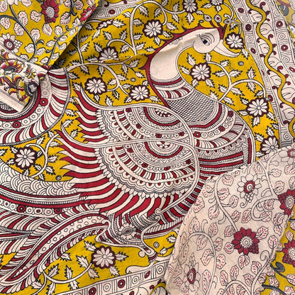Cotton GreenY Kalamkari Saree - KCSKH03
