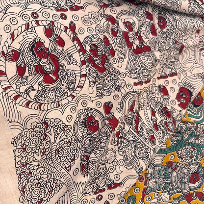 Cotton Yellow Kalamkari Saree - KCSKH05