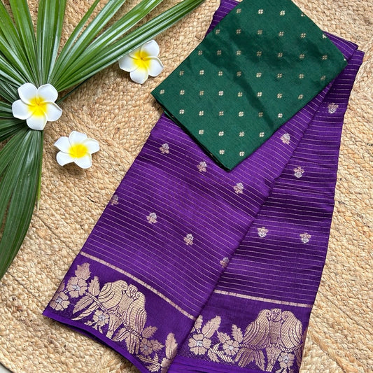 Semi Mushru Violet Saree