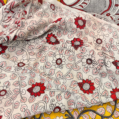 Cotton GreenY Kalamkari Saree - KCSKH03