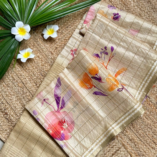 SemiTussar Sandal Saree