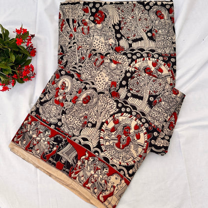 Cotton Yellow Kalamkari Saree - KCSKH06