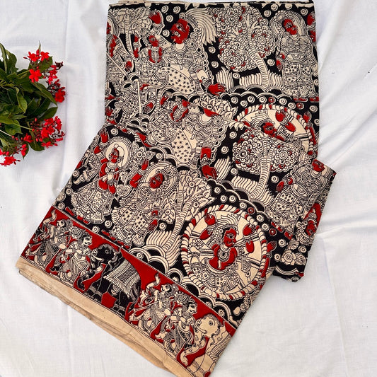 Cotton Yellow Kalamkari Saree - KCSKH06