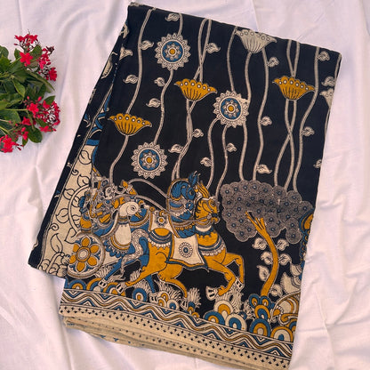Cotton Black Kalamkari Saree - KCSKH01