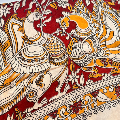 Cotton Halfwhite Kalamkari Saree - KCSKH12