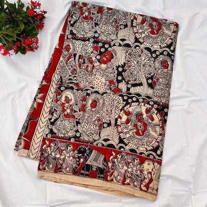Cotton Yellow Kalamkari Saree - KCSKH06