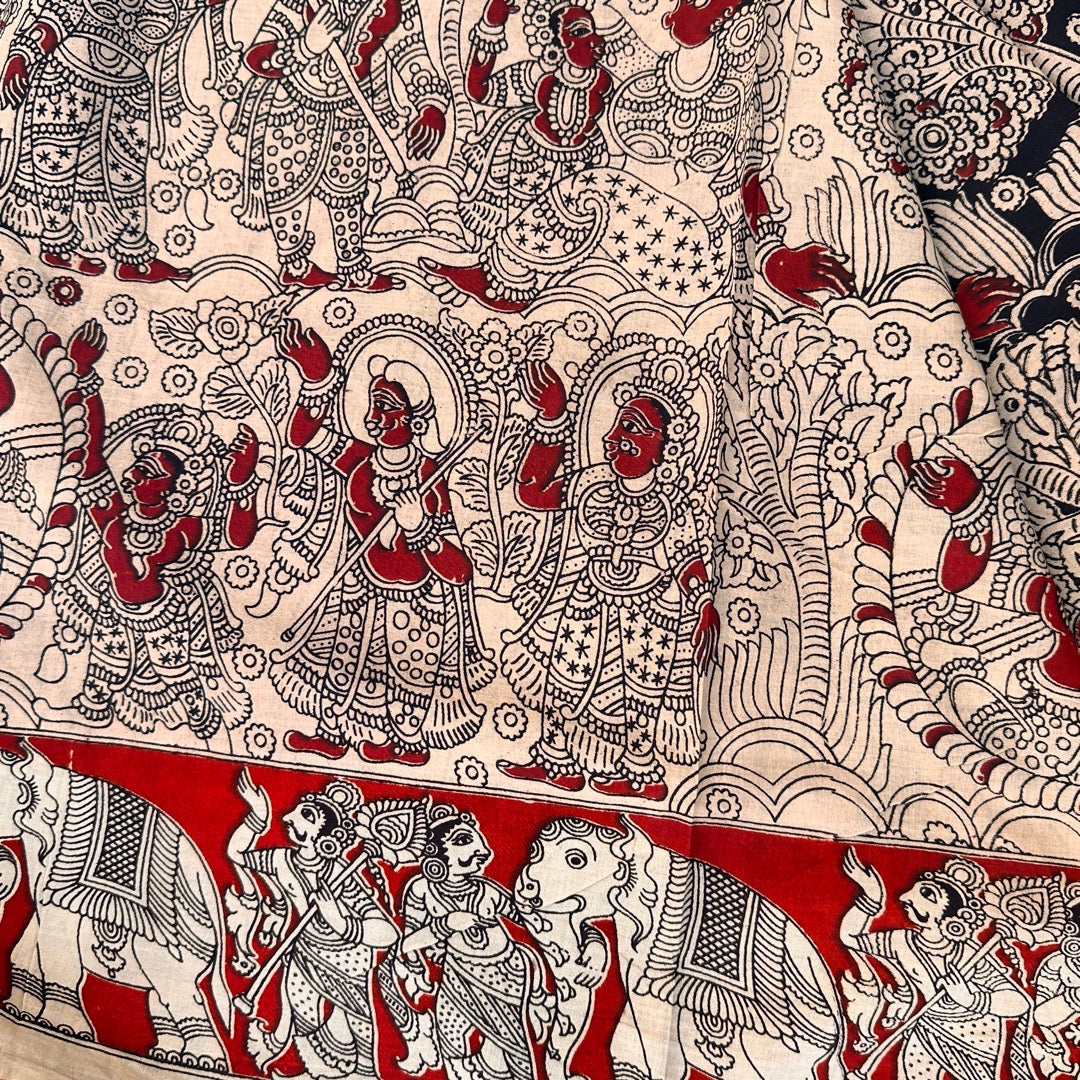 Cotton Yellow Kalamkari Saree - KCSKH06