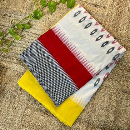 Ikkat Halfwhite Handloom Saree