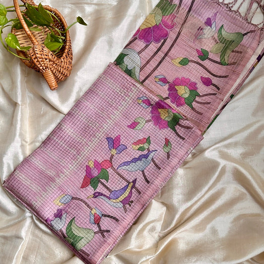 SemiTussar Pink Saree