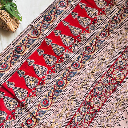 Cotton Red Kalamkari Saree - KCJKP04